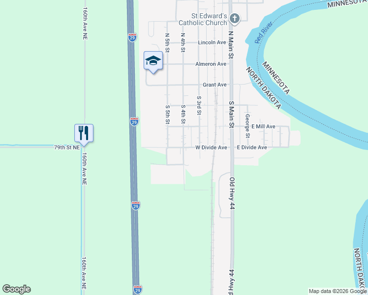 map of restaurants, bars, coffee shops, grocery stores, and more near 500 South 4th Street in Drayton