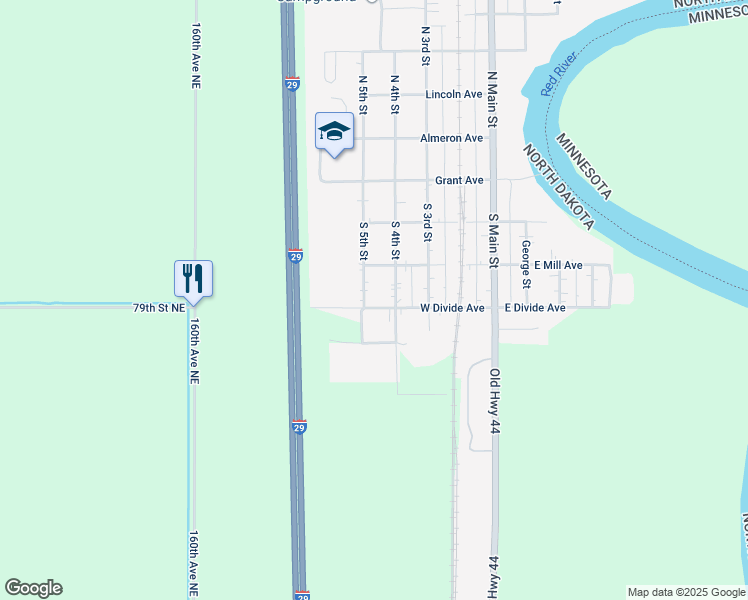 map of restaurants, bars, coffee shops, grocery stores, and more near 412 South 5th Street in Drayton