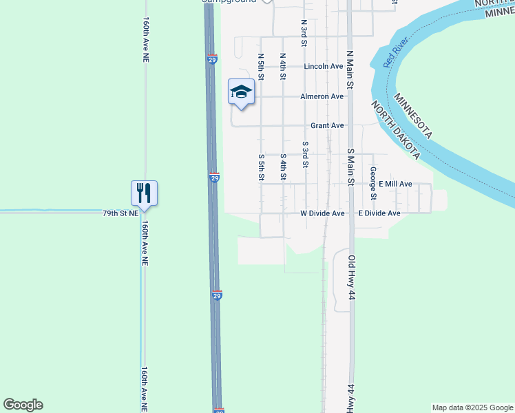 map of restaurants, bars, coffee shops, grocery stores, and more near 412 South 5th Street in Drayton