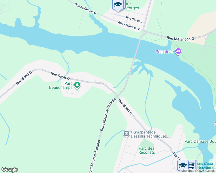 map of restaurants, bars, coffee shops, grocery stores, and more near 2325 Rue Scott Ouest in Alma