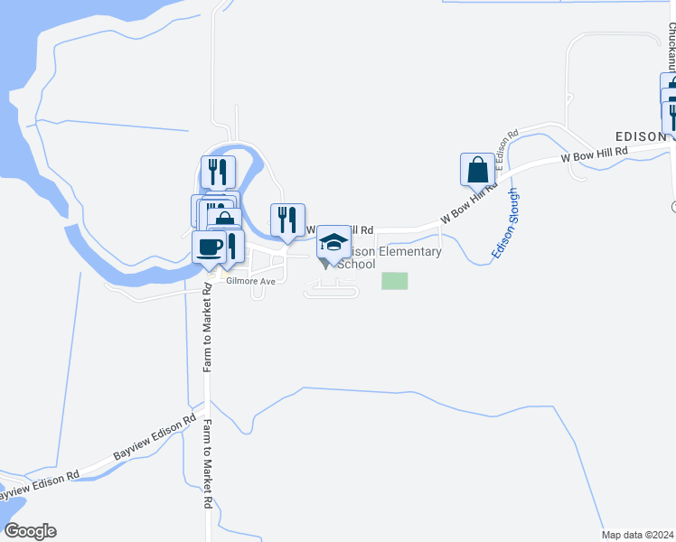 map of restaurants, bars, coffee shops, grocery stores, and more near 5801 Main Avenue in Bow