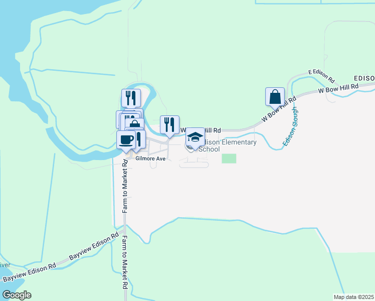 map of restaurants, bars, coffee shops, grocery stores, and more near 5801 Main Street in Bow