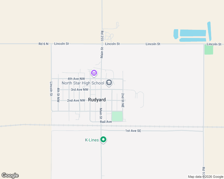 map of restaurants, bars, coffee shops, grocery stores, and more near 3rd Avenue NorthEast in Rudyard