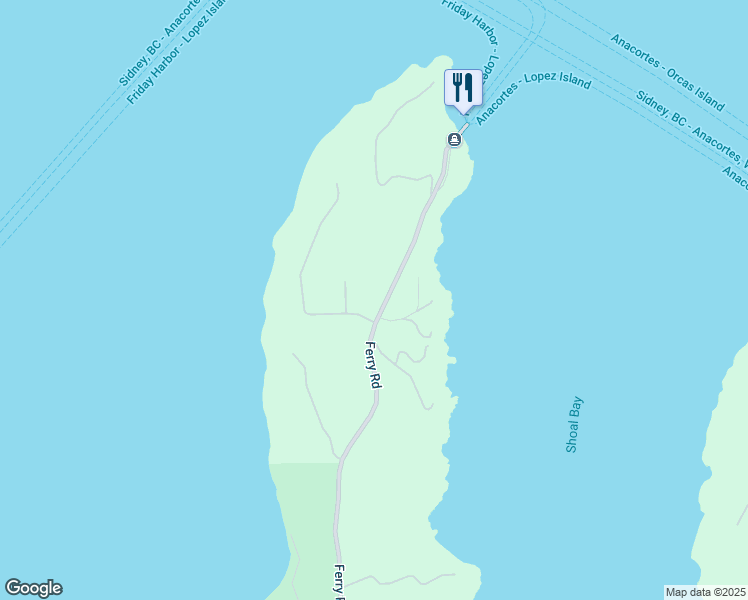 map of restaurants, bars, coffee shops, grocery stores, and more near 46 Hilltop Way in Lopez Island