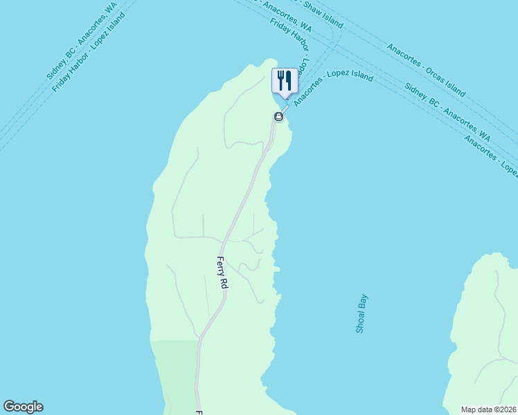 map of restaurants, bars, coffee shops, grocery stores, and more near 259 Ferry Road in Lopez Island