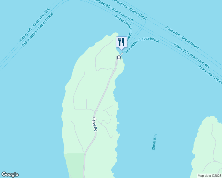 map of restaurants, bars, coffee shops, grocery stores, and more near 259 Ferry Road in Lopez Island