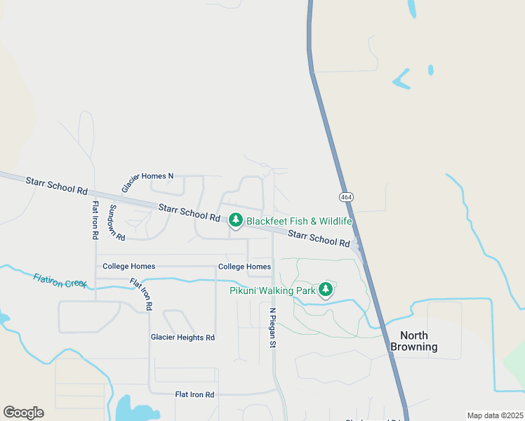 map of restaurants, bars, coffee shops, grocery stores, and more near Big Sky Road in North Browning