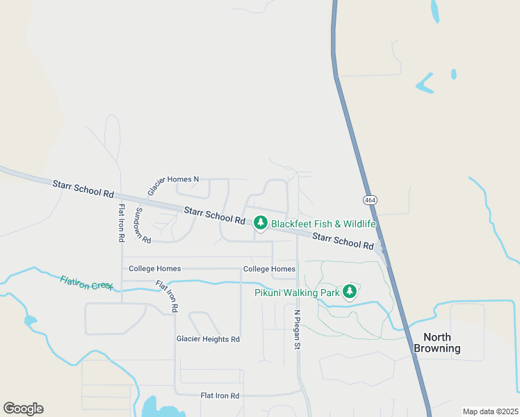 map of restaurants, bars, coffee shops, grocery stores, and more near Big Sky Road in North Browning