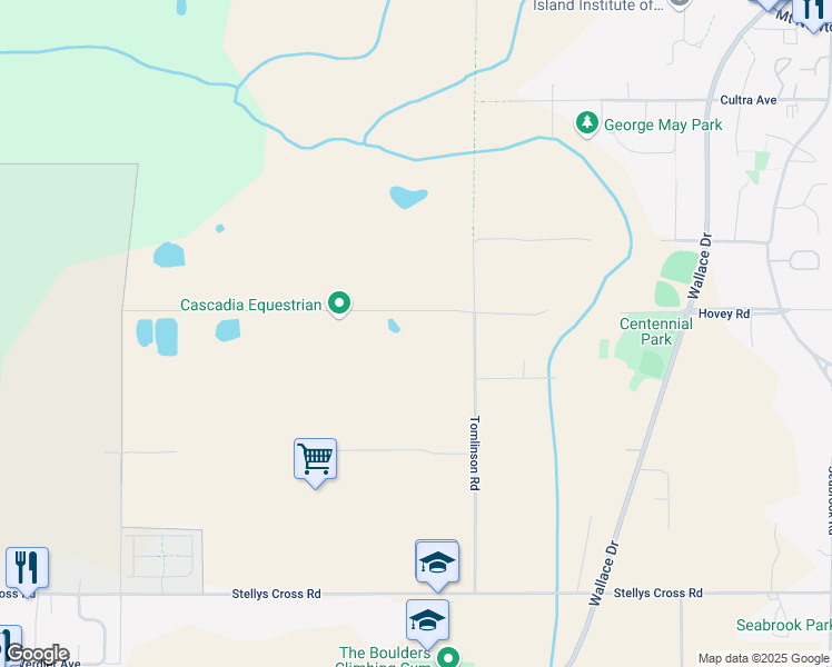 map of restaurants, bars, coffee shops, grocery stores, and more near 1603 Hovey Road in Saanichton