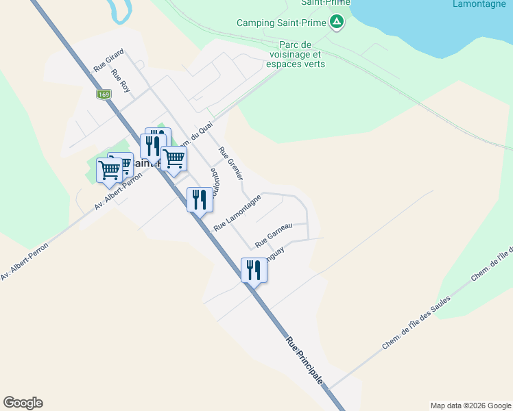 map of restaurants, bars, coffee shops, grocery stores, and more near 541 Rue Lamontagne in Saint-Prime