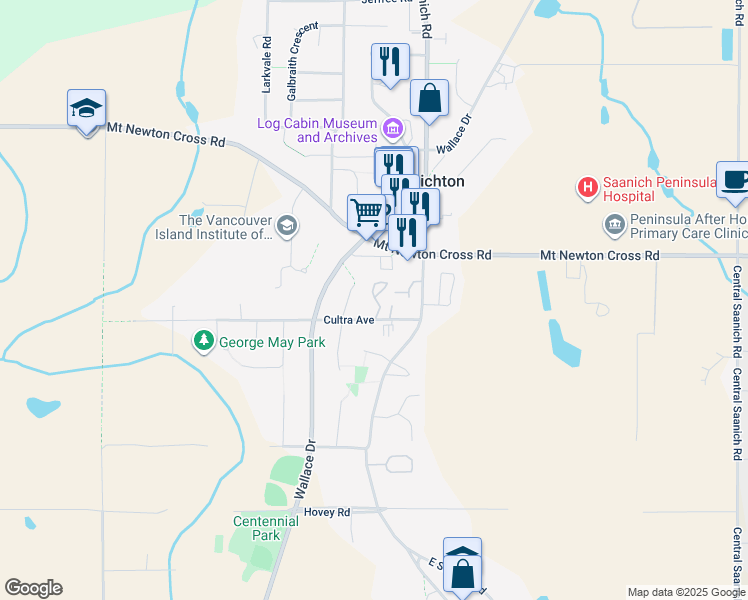 map of restaurants, bars, coffee shops, grocery stores, and more near 1968 Cultra Avenue in Saanichton