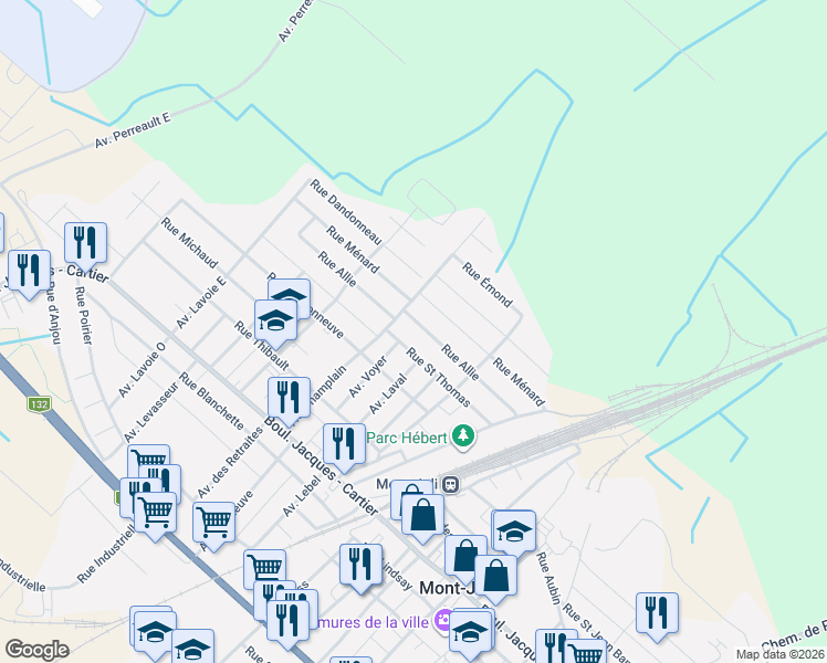 map of restaurants, bars, coffee shops, grocery stores, and more near 1378 Rue Allie in Mont-Joli