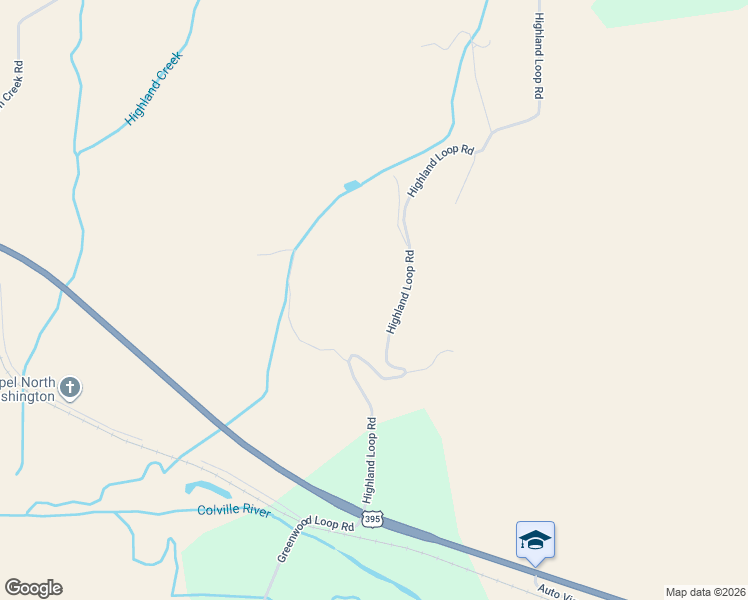 map of restaurants, bars, coffee shops, grocery stores, and more near 589 Highland Loop Road in Kettle Falls