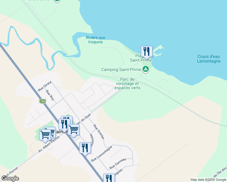 map of restaurants, bars, coffee shops, grocery stores, and more near 45 Rue des Amandiers in Saint-Prime