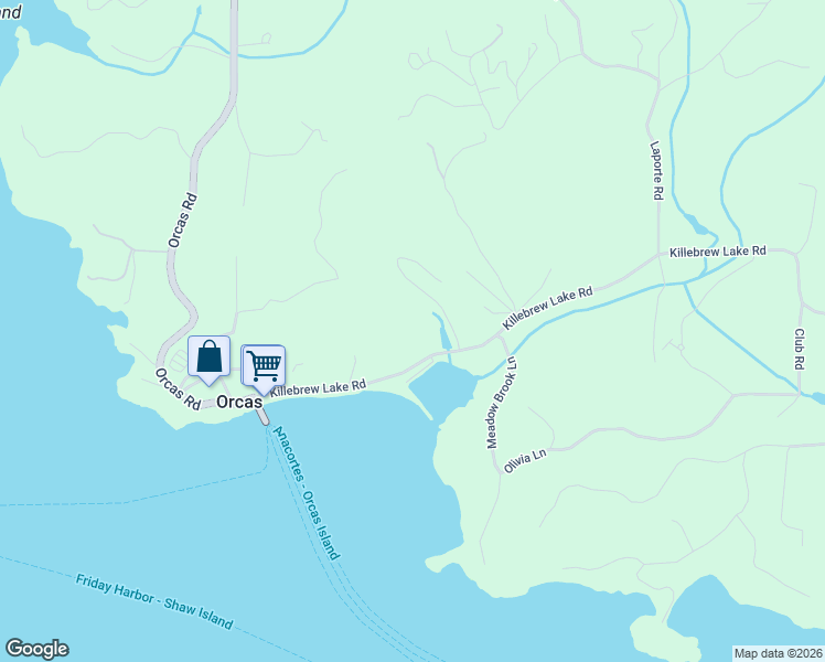 map of restaurants, bars, coffee shops, grocery stores, and more near 239 Killebrew Lake Road in Eastsound