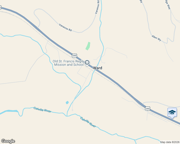 map of restaurants, bars, coffee shops, grocery stores, and more near Convent Lane in Stevens County