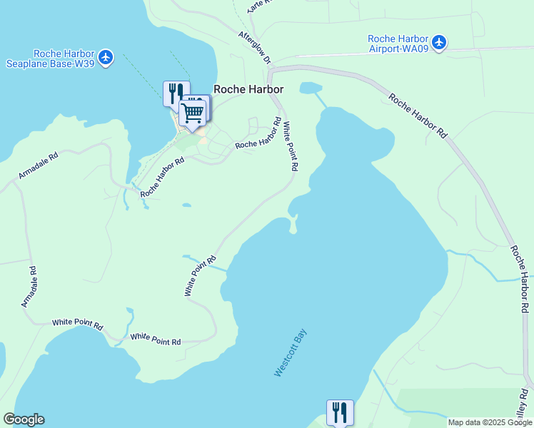 map of restaurants, bars, coffee shops, grocery stores, and more near 335 White Point Road in Friday Harbor