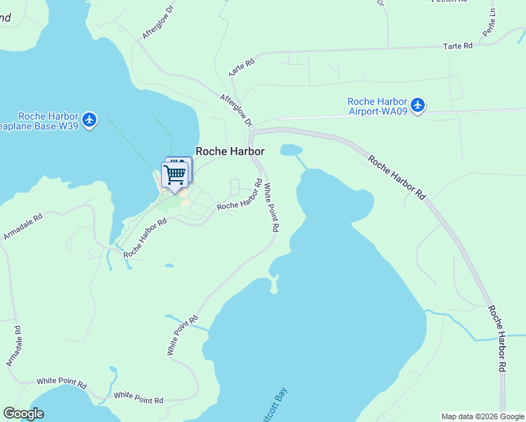 map of restaurants, bars, coffee shops, grocery stores, and more near 128 White Point Road in Friday Harbor