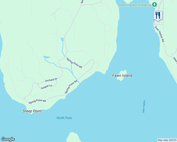 map of restaurants, bars, coffee shops, grocery stores, and more near 986 Spring Point Road in Friday Harbor