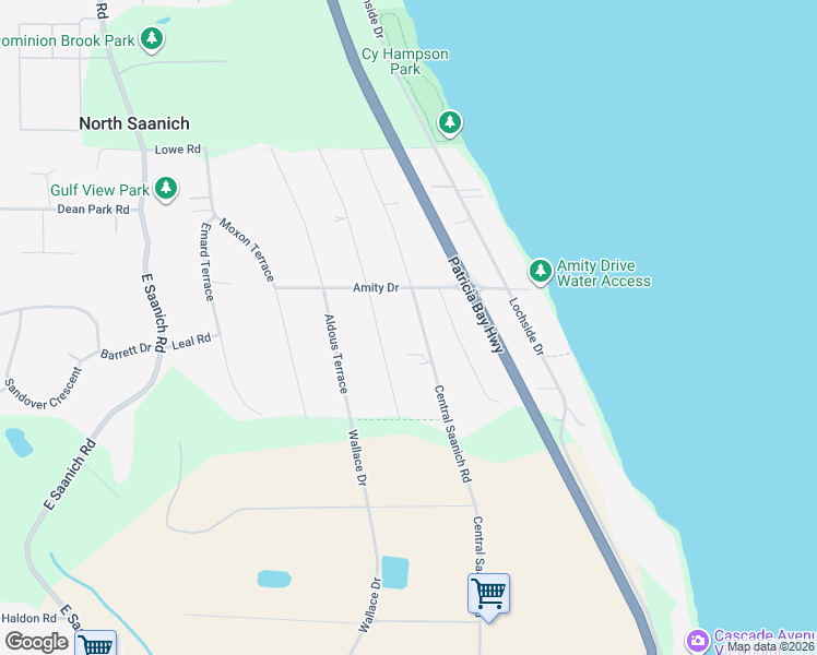 map of restaurants, bars, coffee shops, grocery stores, and more near 8556 Bourne Terrace in North Saanich