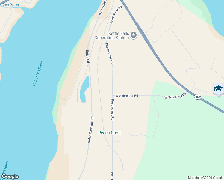 map of restaurants, bars, coffee shops, grocery stores, and more near 1264 Peachcrest Road in Kettle Falls