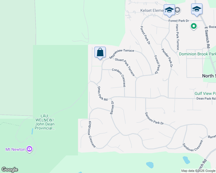 map of restaurants, bars, coffee shops, grocery stores, and more near 1574 Dean Park Road in North Saanich