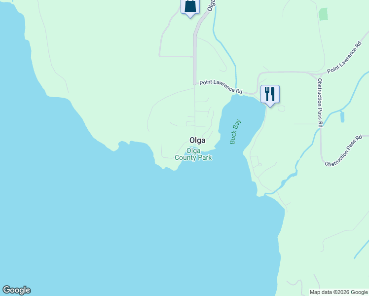 map of restaurants, bars, coffee shops, grocery stores, and more near 36 Olga Road in Eastsound