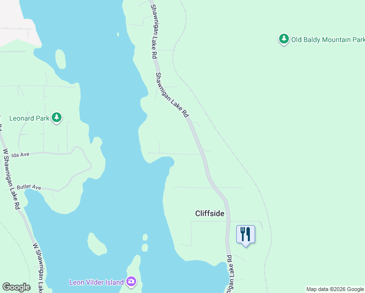 map of restaurants, bars, coffee shops, grocery stores, and more near 1889 Verlon Road in Shawnigan Lake