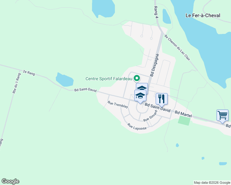 map of restaurants, bars, coffee shops, grocery stores, and more near 219 Boulevard Saint-David in Saint-David-de-Falardeau