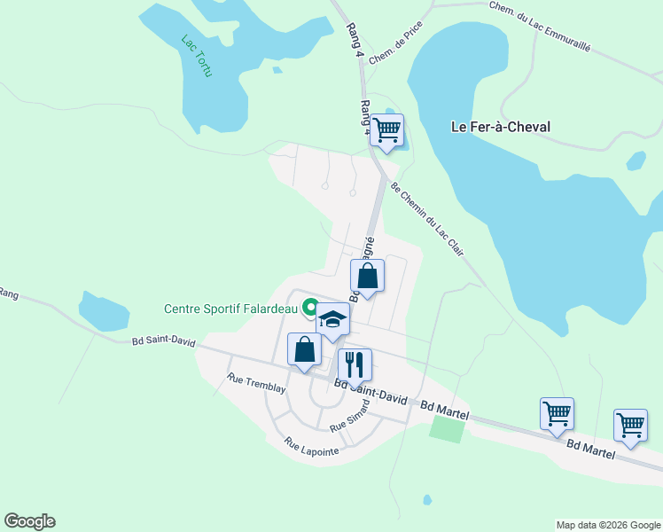 map of restaurants, bars, coffee shops, grocery stores, and more near 191 Rue Perron in Saint-David-de-Falardeau