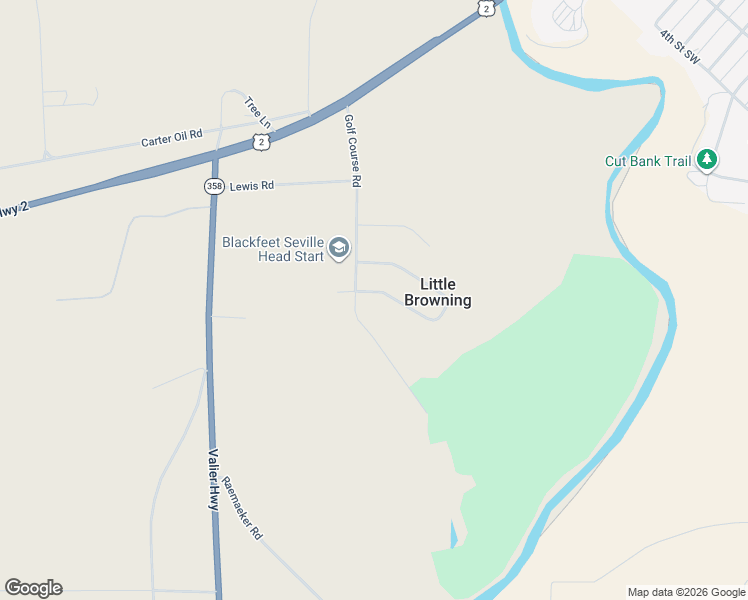 map of restaurants, bars, coffee shops, grocery stores, and more near 7223 Seville Road in Cut Bank