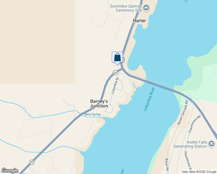 map of restaurants, bars, coffee shops, grocery stores, and more near 18 Columbia Drive in Kettle Falls