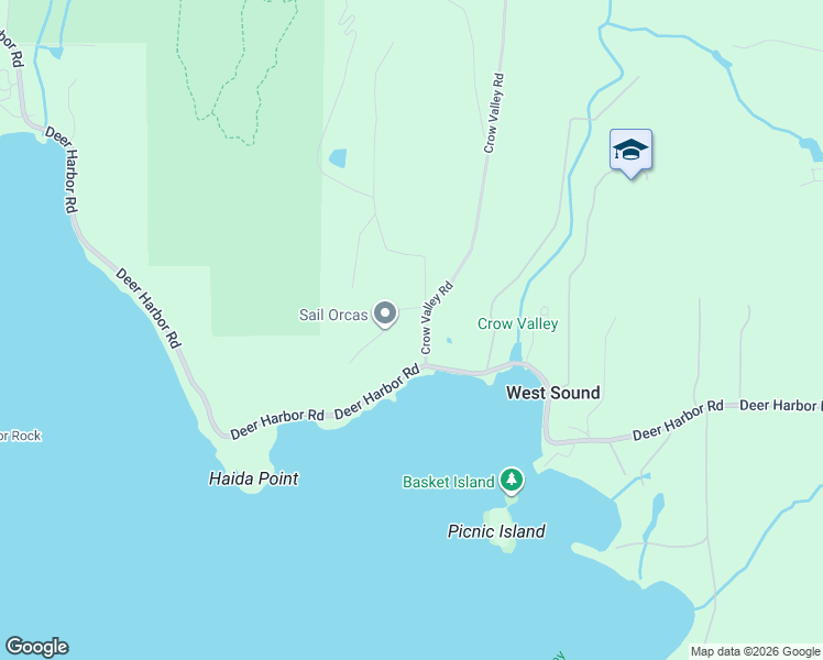 map of restaurants, bars, coffee shops, grocery stores, and more near 4308 Crow Valley Road in Eastsound