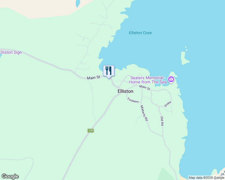 map of restaurants, bars, coffee shops, grocery stores, and more near 5 Catalina Road in Elliston