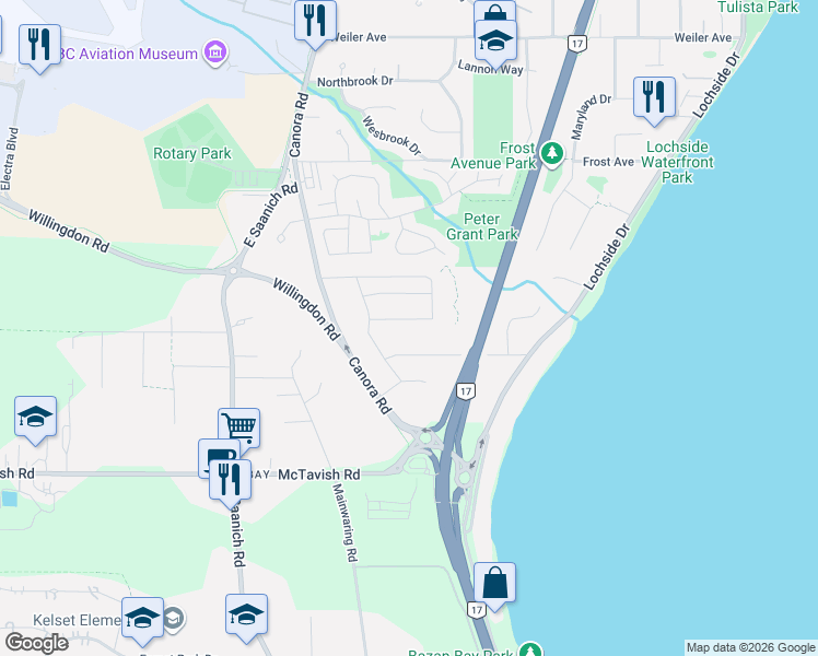 map of restaurants, bars, coffee shops, grocery stores, and more near 2295 Deerbrush Crescent in North Saanich
