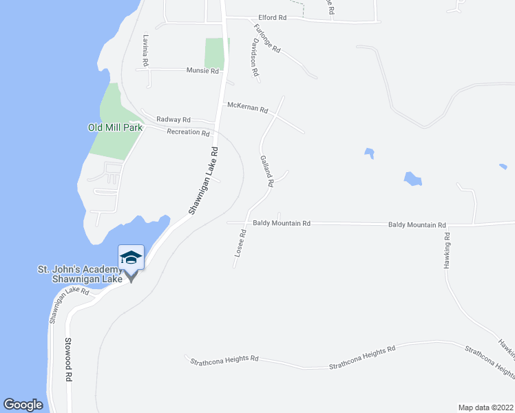 map of restaurants, bars, coffee shops, grocery stores, and more near 2429 Galland Road in Shawnigan Lake