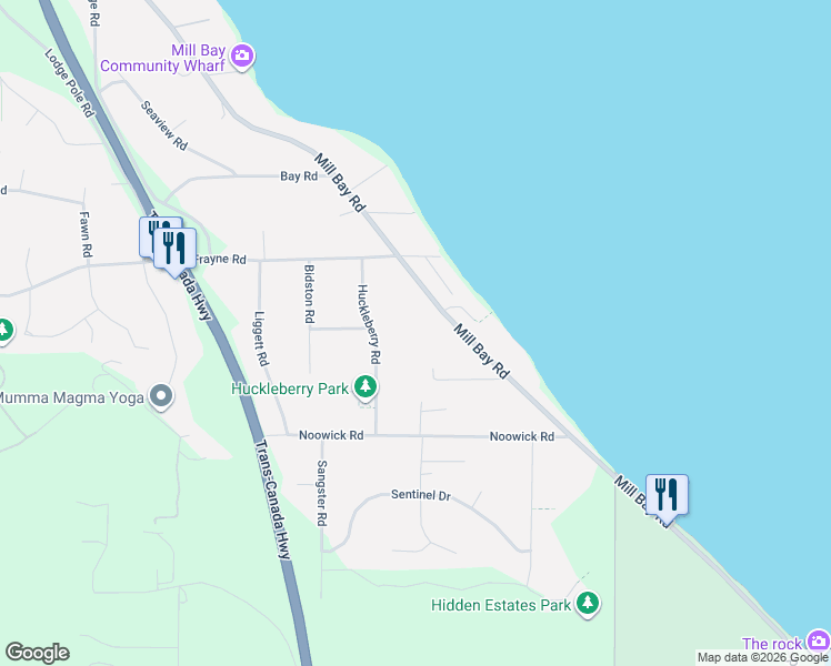 map of restaurants, bars, coffee shops, grocery stores, and more near 2460 Mill Bay Road in Mill Bay