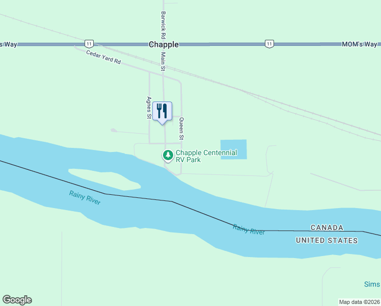 map of restaurants, bars, coffee shops, grocery stores, and more near 98 Queen Street in Emo