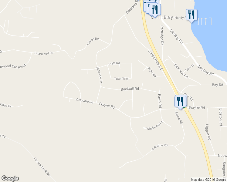 map of restaurants, bars, coffee shops, grocery stores, and more near 886 Bucktail Road in Mill Bay