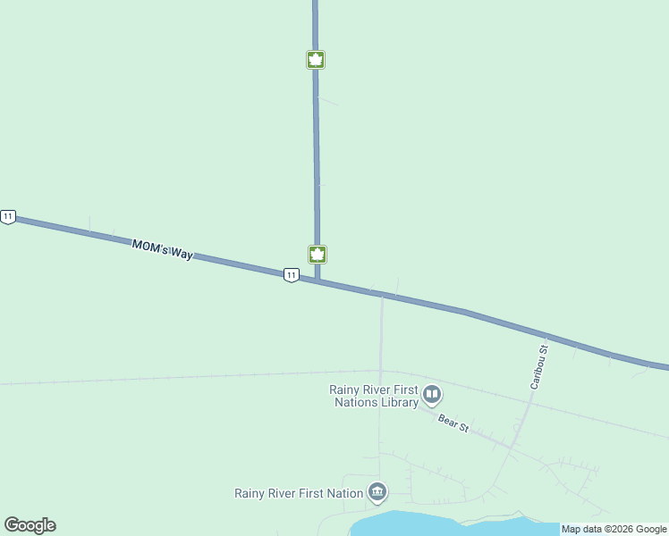 map of restaurants, bars, coffee shops, grocery stores, and more near 26 Ontario 11 in Rainy River First Nations