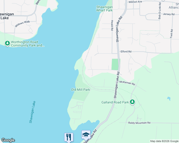 map of restaurants, bars, coffee shops, grocery stores, and more near 1870 Munsie Road in Shawnigan Lake