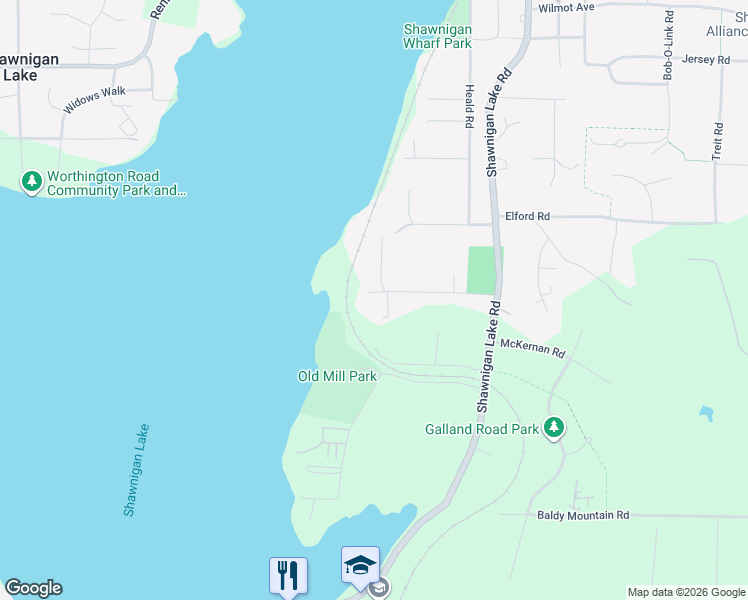 map of restaurants, bars, coffee shops, grocery stores, and more near 2564 Lavinia Road in Shawnigan Lake