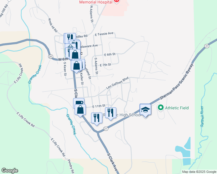 map of restaurants, bars, coffee shops, grocery stores, and more near Leo Gaffney Road in Republic