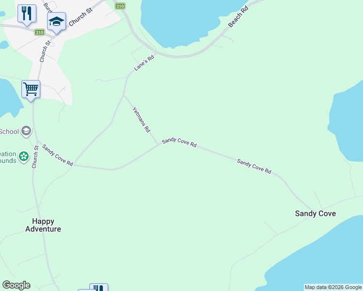 map of restaurants, bars, coffee shops, grocery stores, and more near 40 Sandy Cove Road in Eastport
