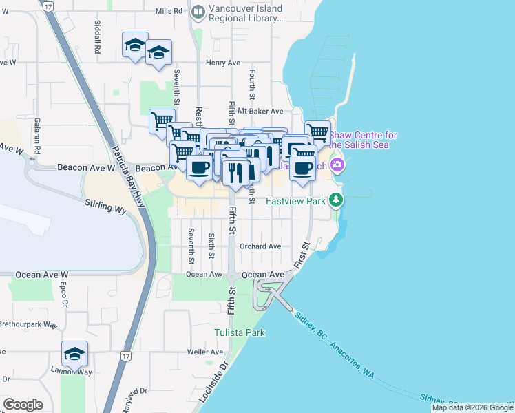 map of restaurants, bars, coffee shops, grocery stores, and more near 9752 Fourth Street in Sidney
