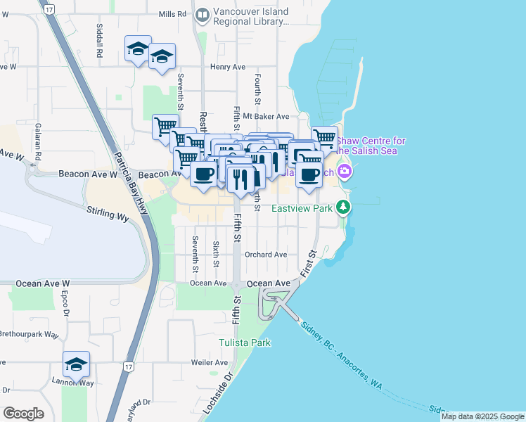 map of restaurants, bars, coffee shops, grocery stores, and more near 9752 Fourth Street in Sidney