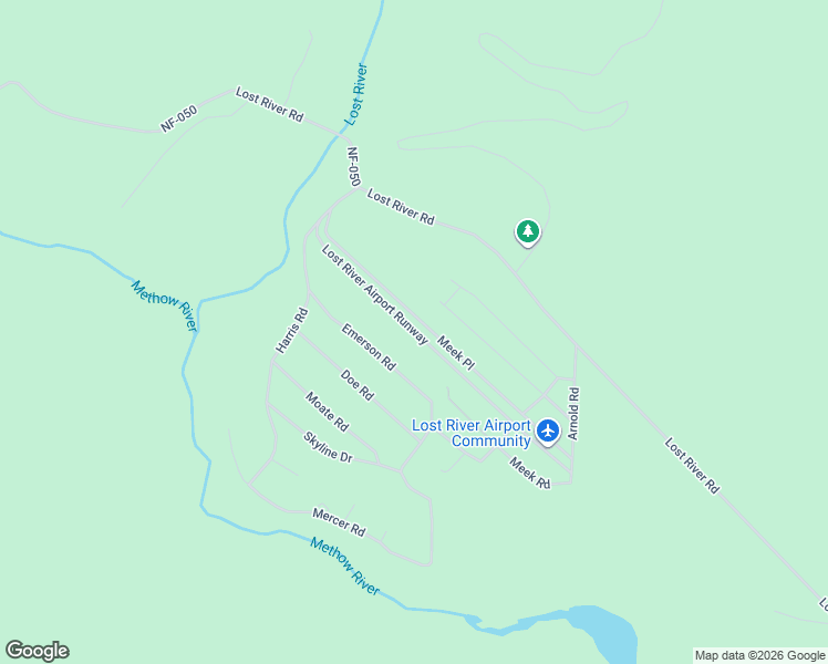 map of restaurants, bars, coffee shops, grocery stores, and more near Lost River Airport Runway in Okanogan County