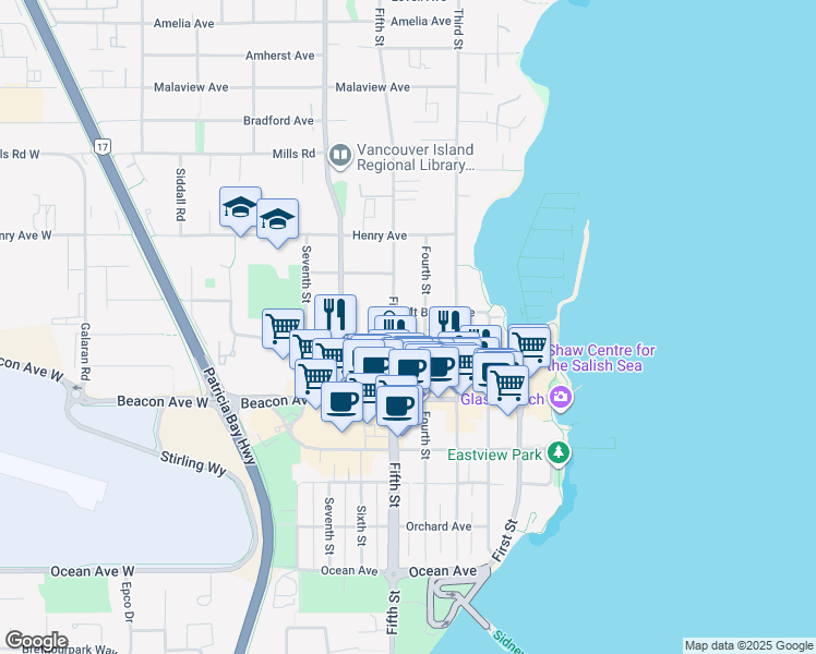 map of restaurants, bars, coffee shops, grocery stores, and more near 9880 Fourth Street in Sidney