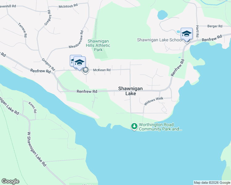 map of restaurants, bars, coffee shops, grocery stores, and more near 2126 Renfrew Road in Shawnigan Lake