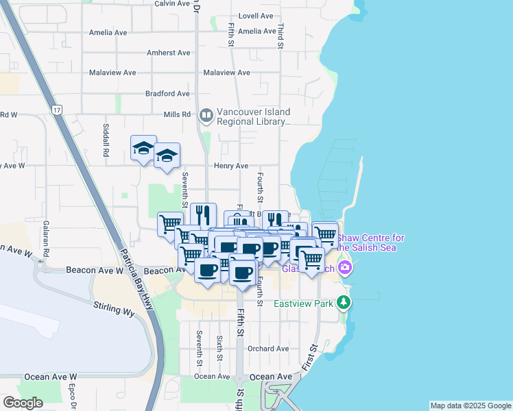 map of restaurants, bars, coffee shops, grocery stores, and more near 9918 Fourth Street in Sidney